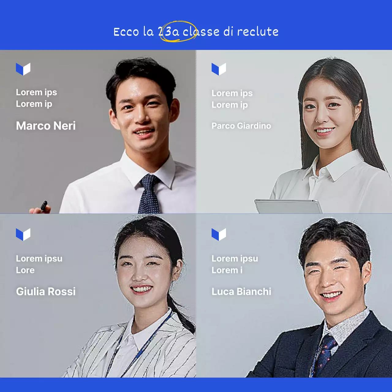 Un'introduzione pulita e semplice ai nuovi dipendenti in tonalità blu CardNews