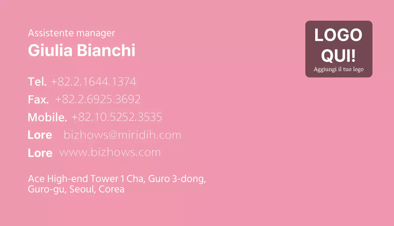 Biglietto da visita sempliceRosa