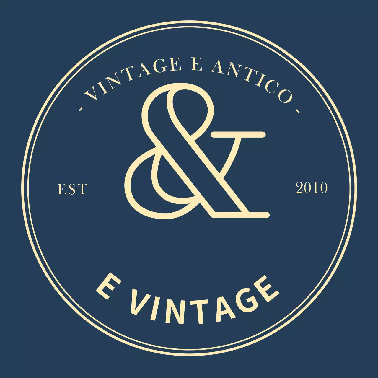 Semplice insegna vintage con logo del negozio in blu