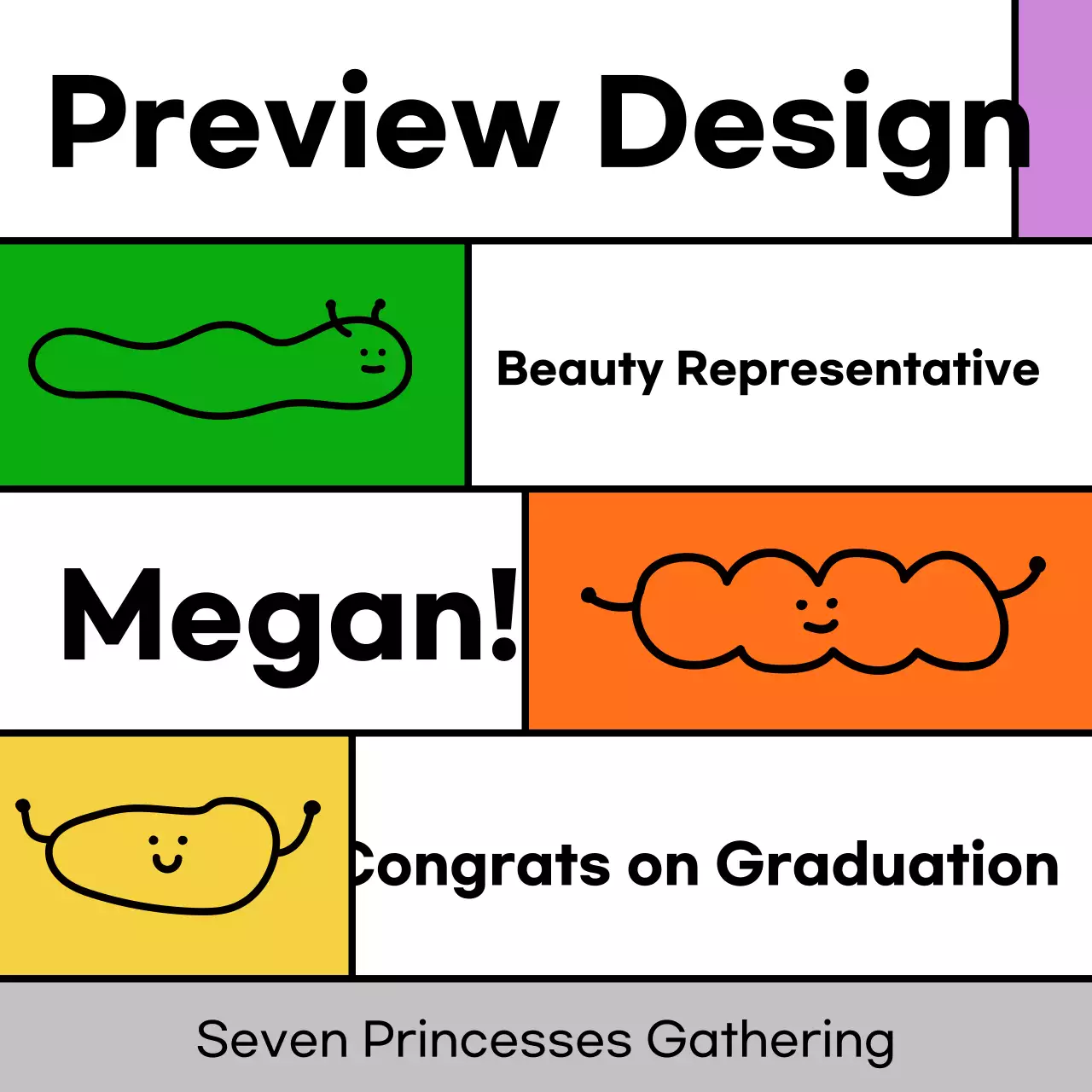 Graduate with a colorful message with a cute line illustration