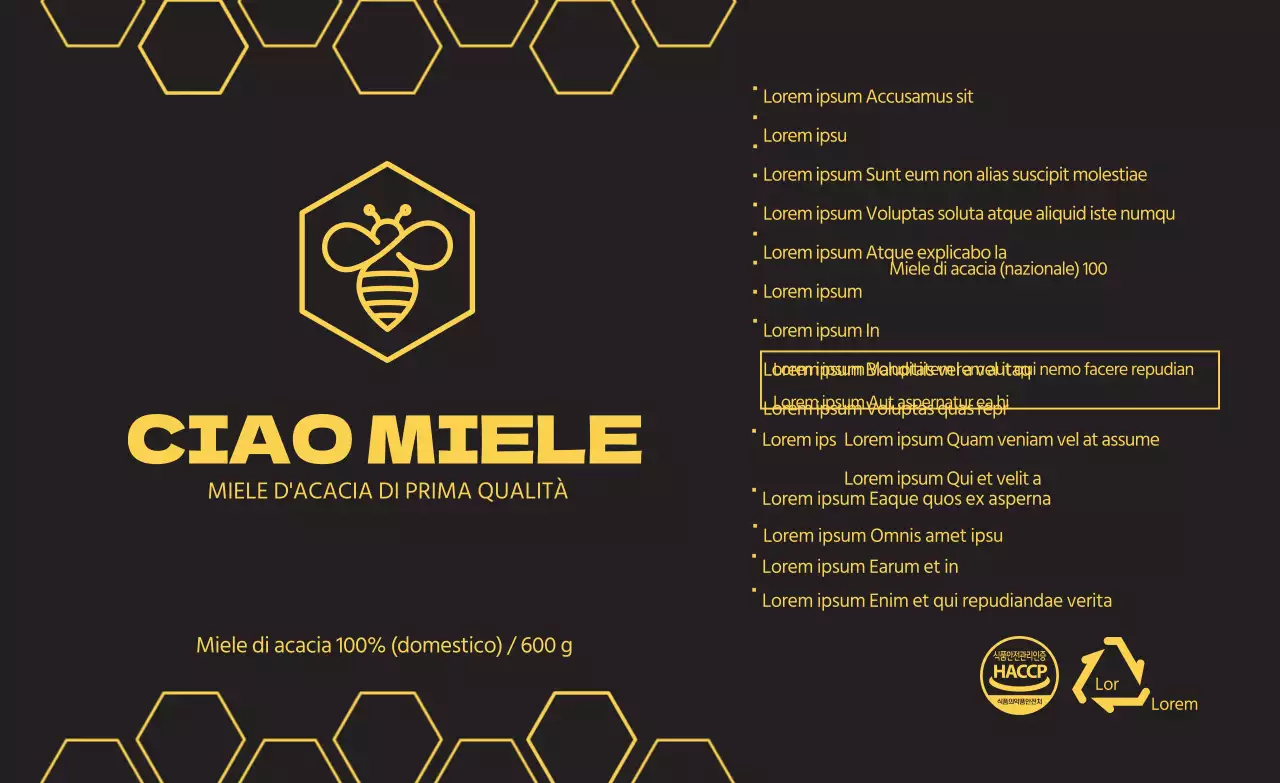 Adesivo informativo sul miele