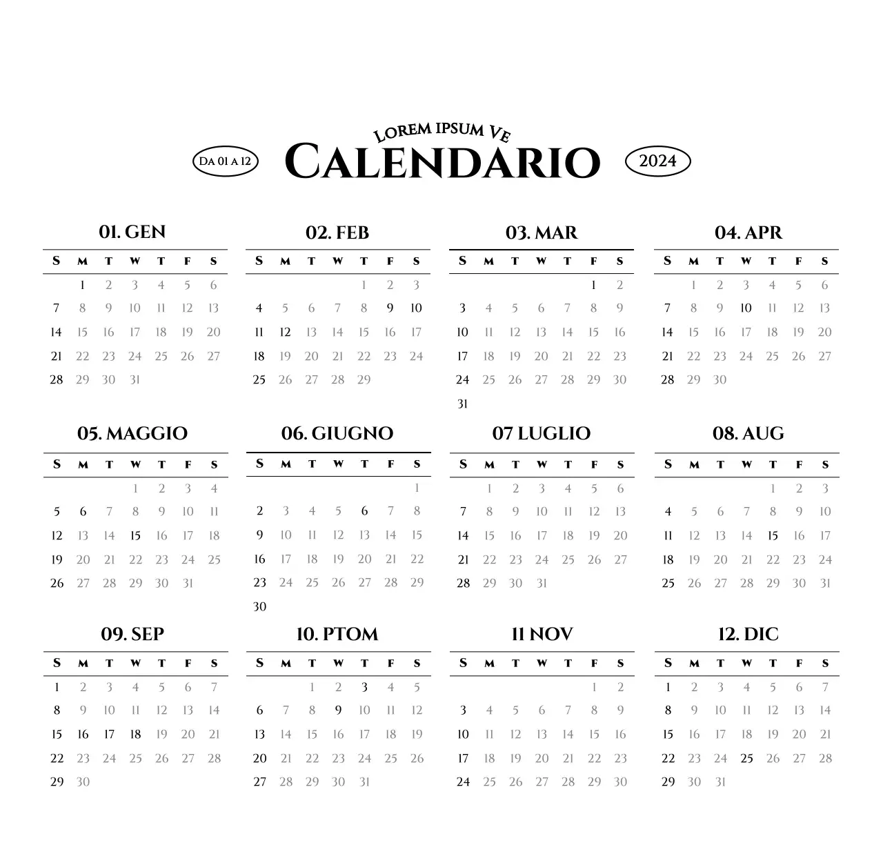 Calendario da parete in stile semplice con concetto di fotografia di viaggio emozionale in bianco e nero