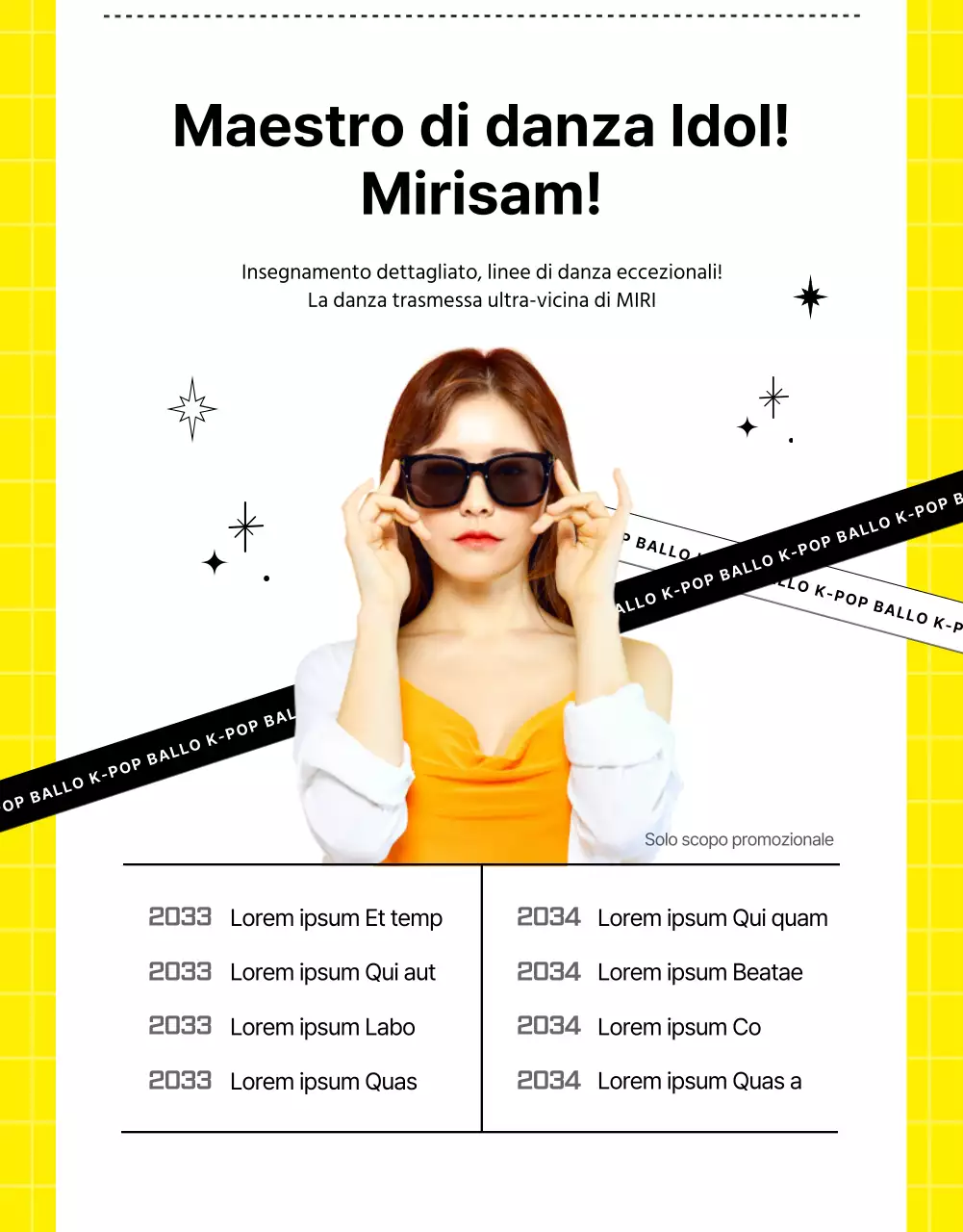 Lezioni private di danza delle idol K-pop in rosa e giallo, fresche e alla moda