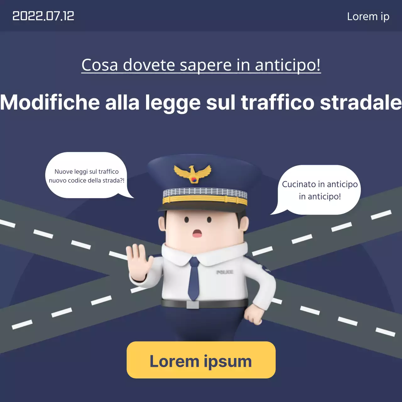 Promuovete la vostra scuola guida con questo simpatico striscione giallo e blu del codice della strada.