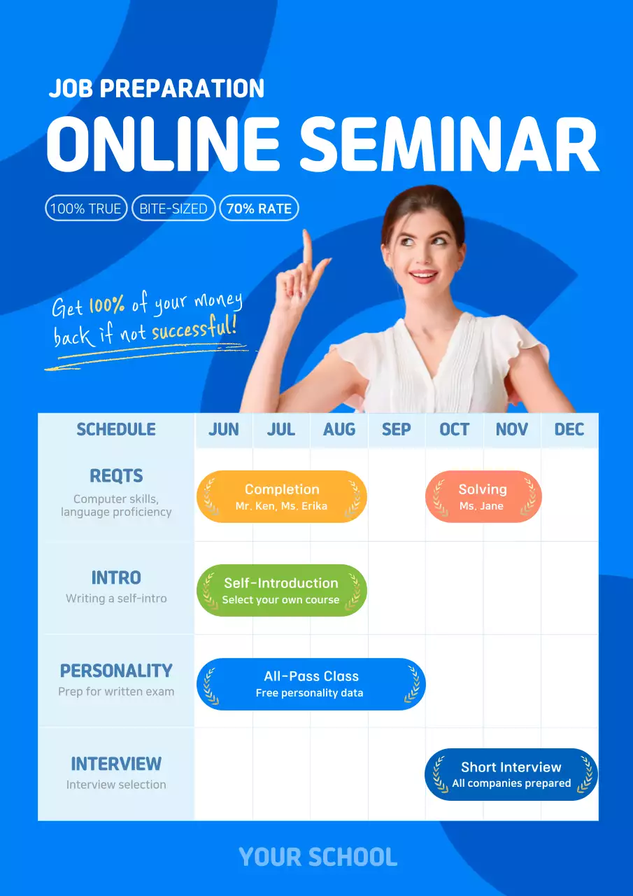 Blue Modern Job Seminar Announcement Poster