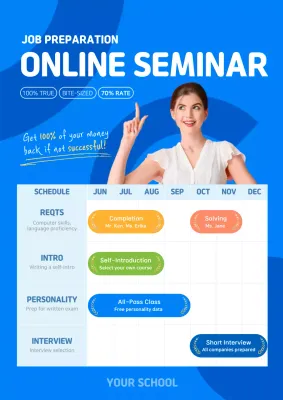 Blue Modern Job Seminar Announcement Poster