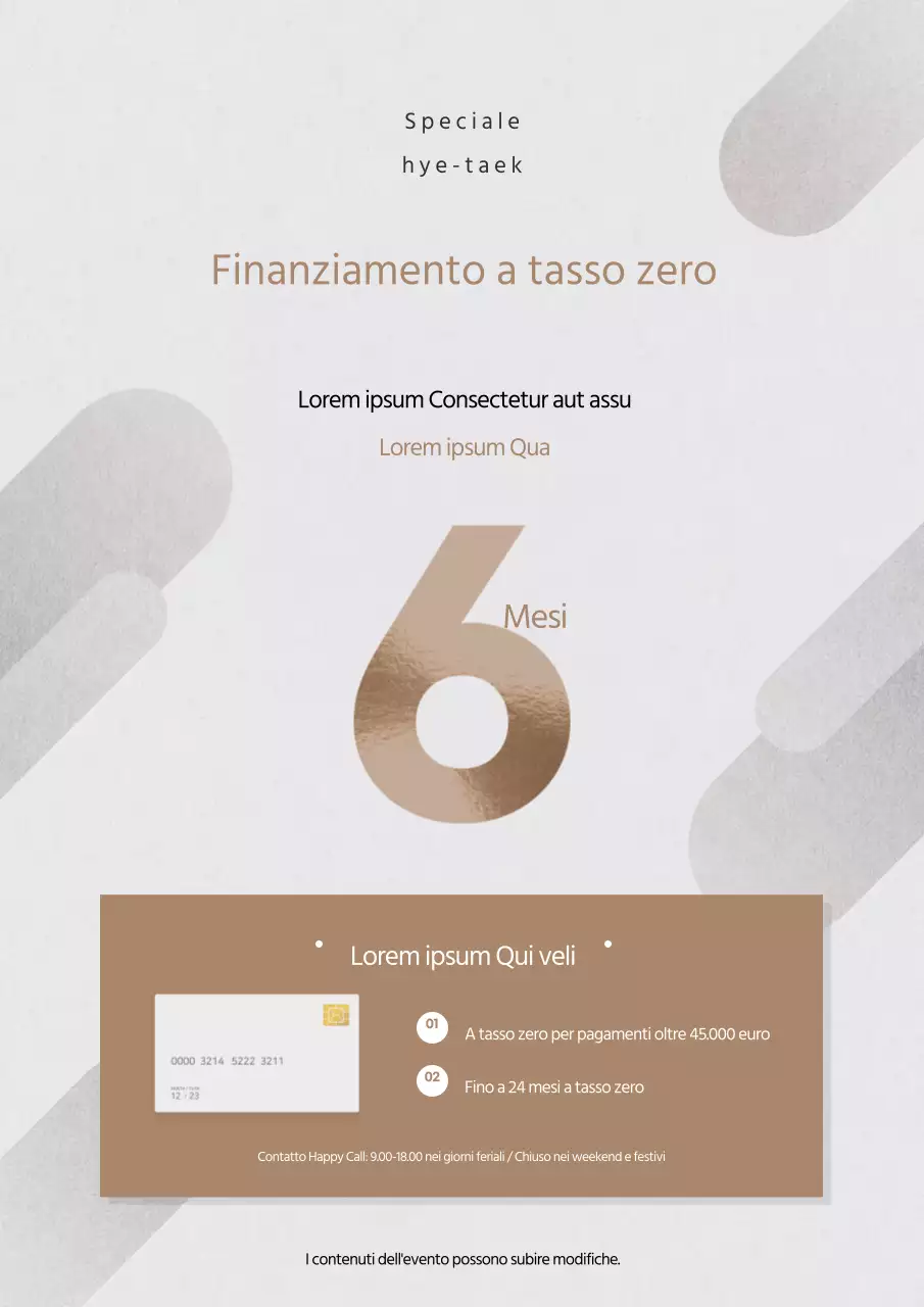 Promuovere un semplice evento sui tassi d'interesse della società di carte di credito con numeri multicolori evidenziati