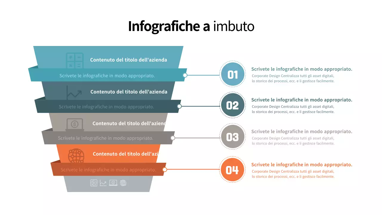 Infografica aziendale semplice a forma di imbuto con colori tenui