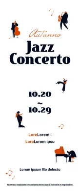 Informazioni sui concerti jazz in un simpatico stile illustrativo in nero e arancione