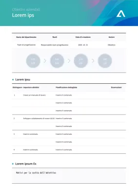 Azzurro, obiettivi di lavoro tabellari