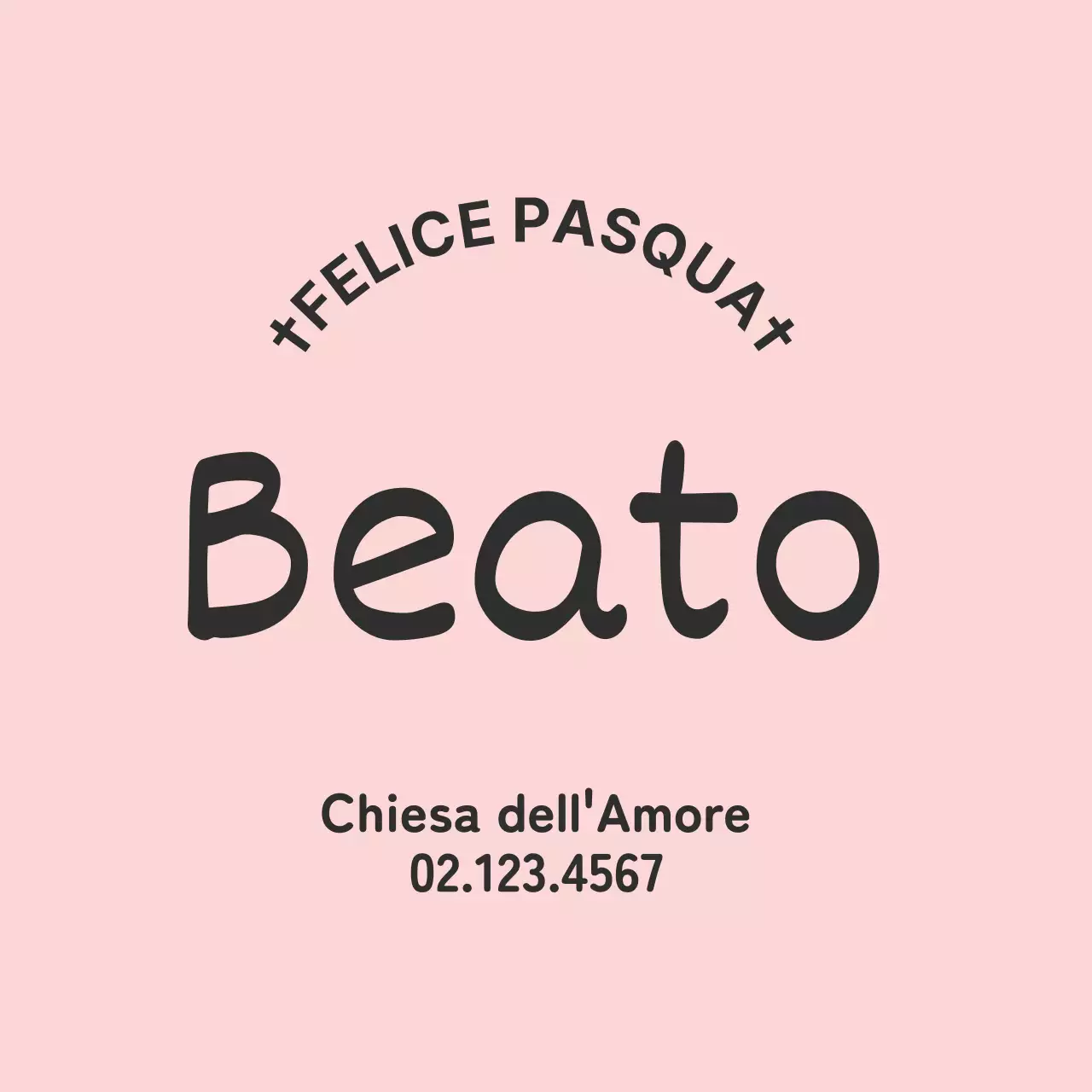 Etichetta pasquale della chiesa con scritte rosa