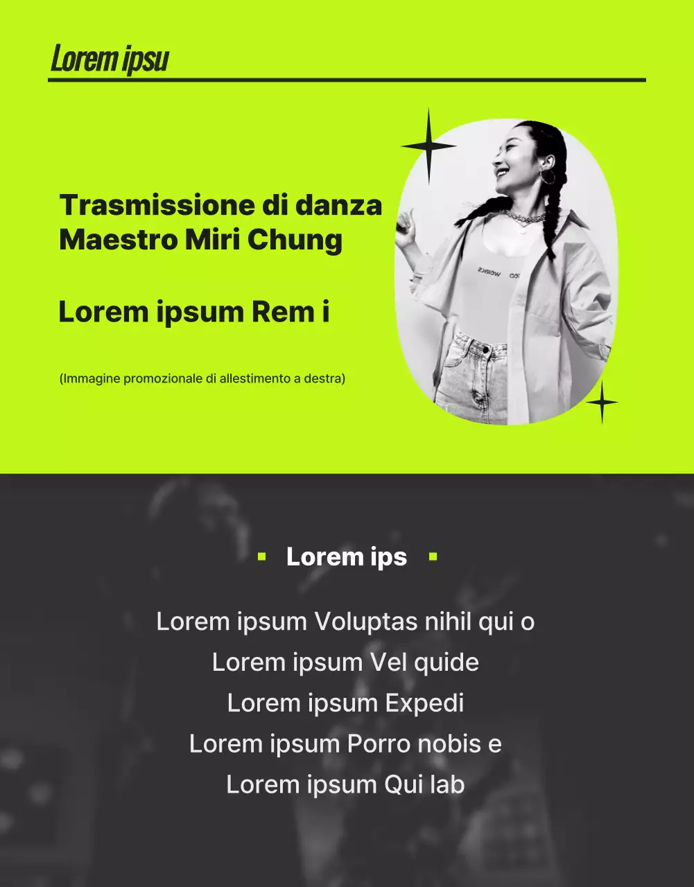 Lezioni di danza alla moda in nero e neon