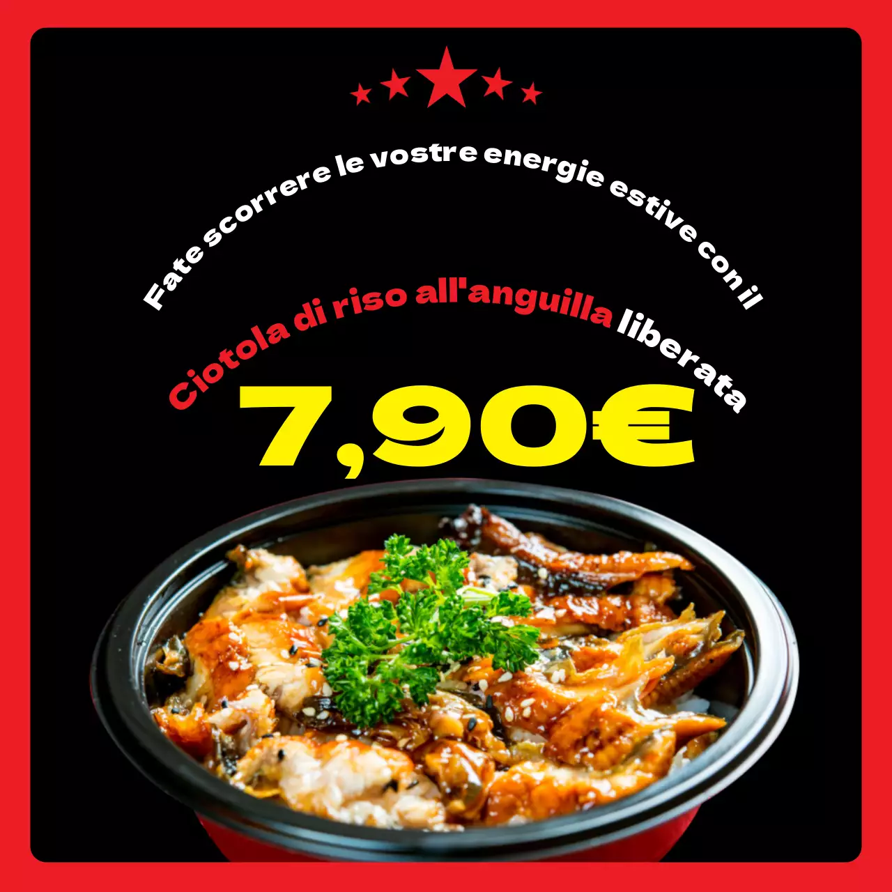 Annuncio del lancio del nuovo menu della coppa di anguilla nera e rossa