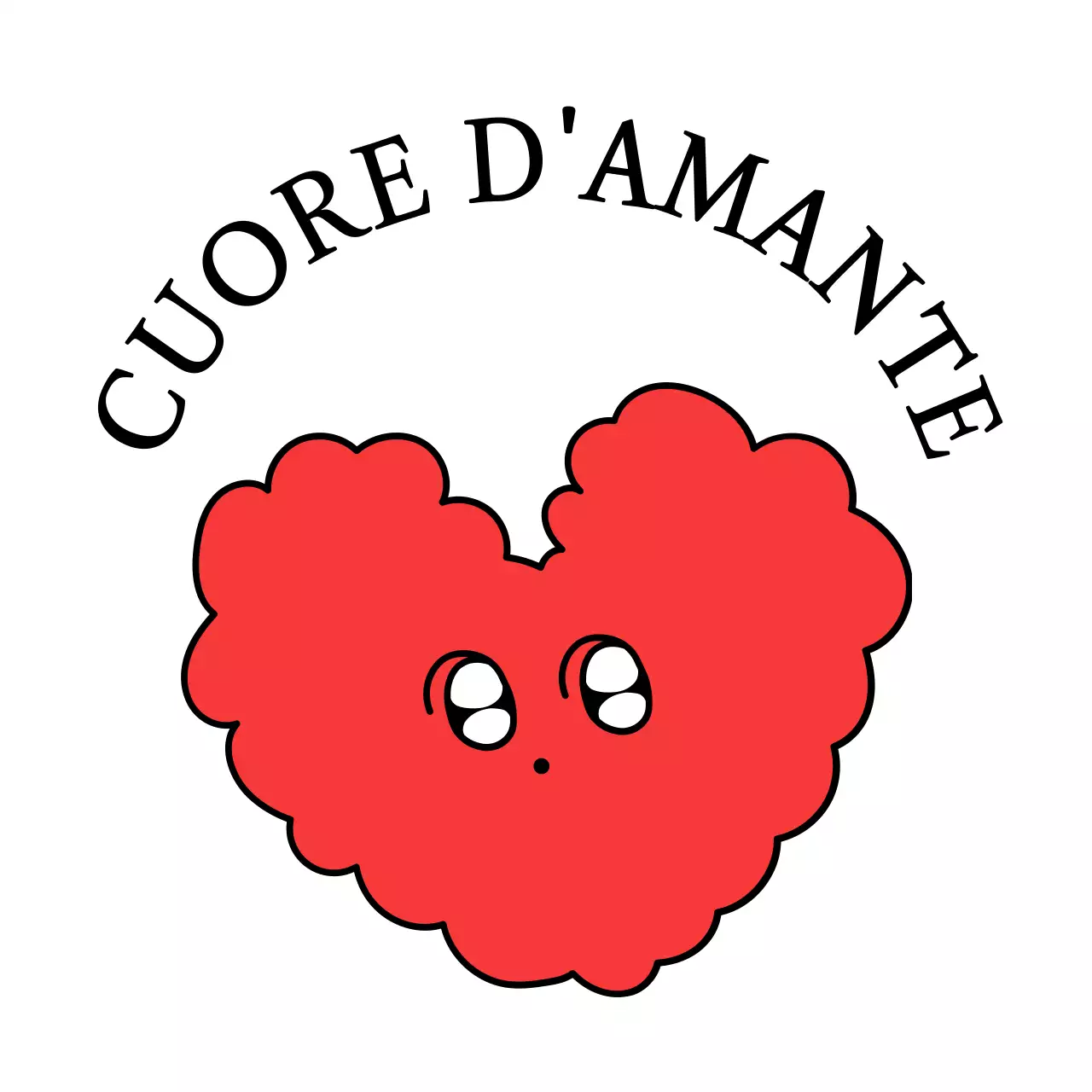 Illustrazione di un personaggio carino con cuore a forma di nuvola