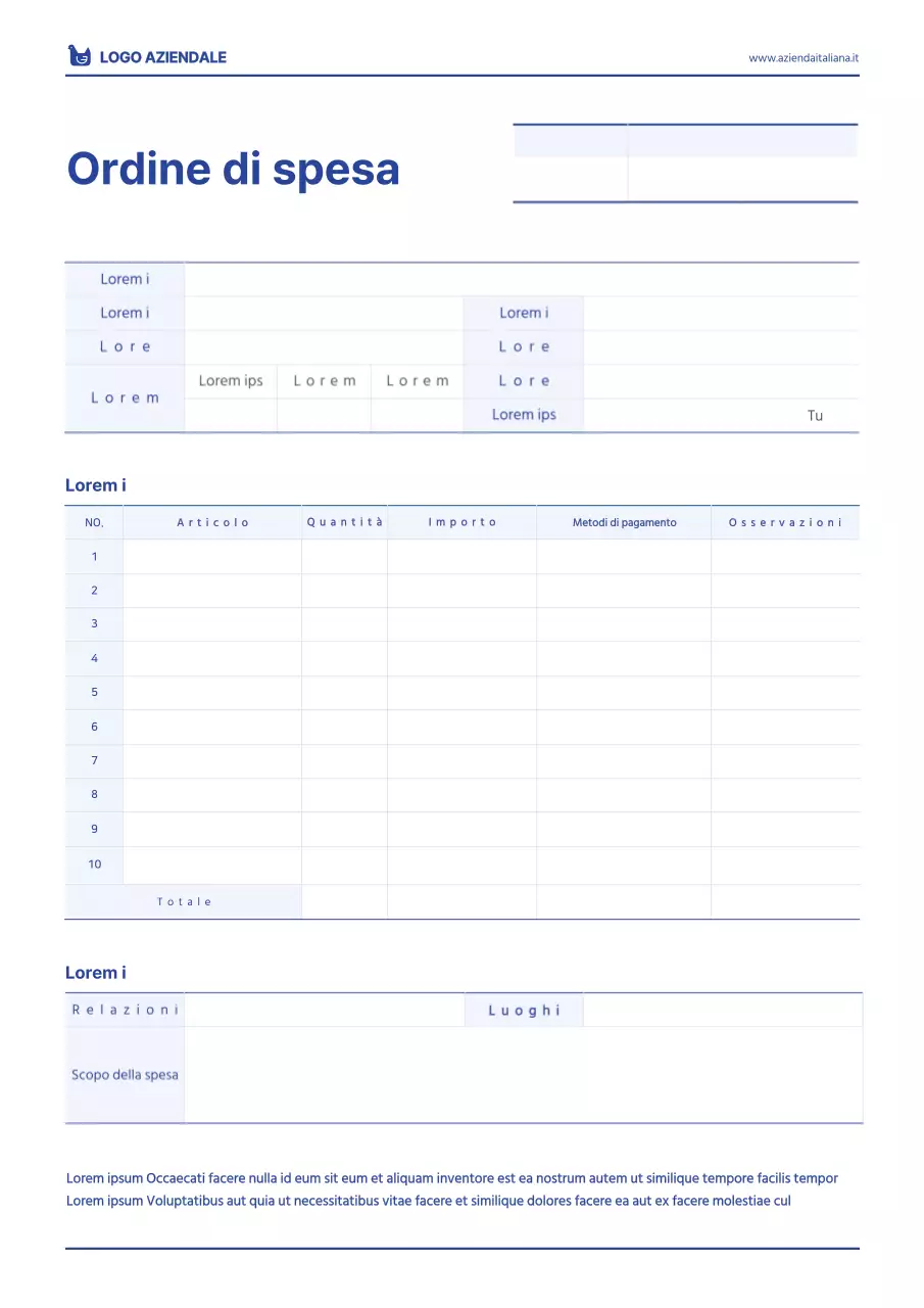 Libro delle spese semplice, bianco e blu