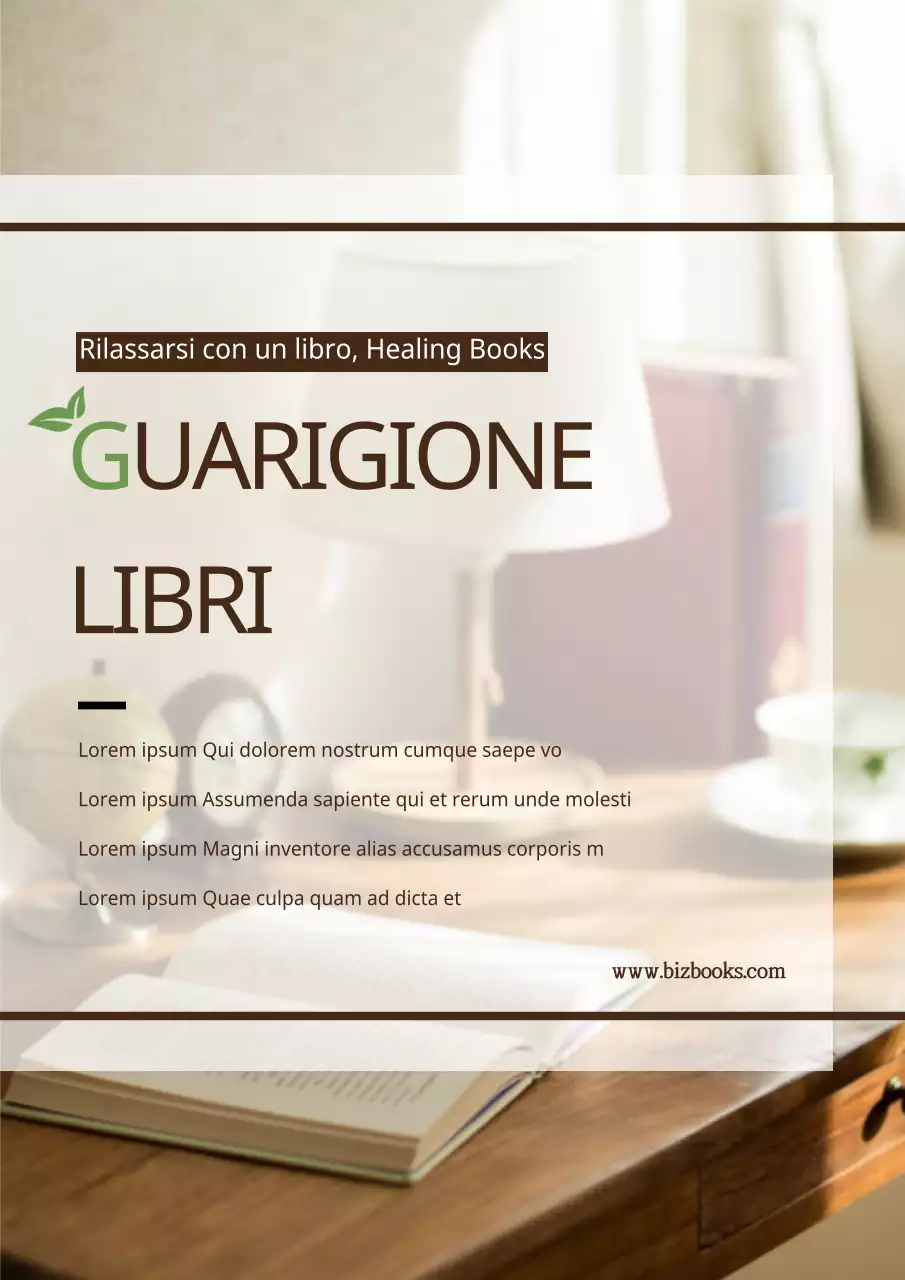 Promuovete un book café emozionale con una foto di studio rilassante in marrone e verde