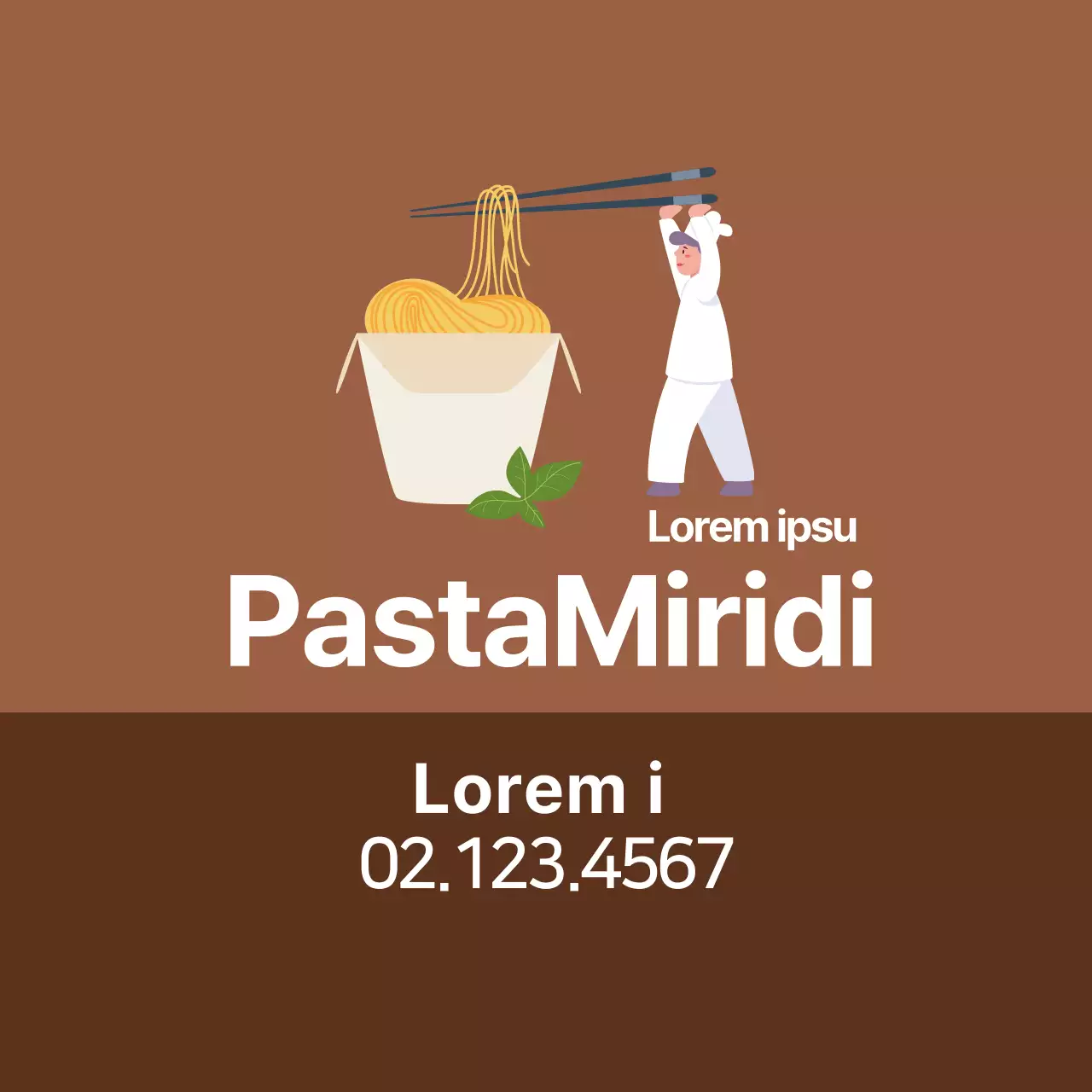 Marrone illustrazione pulito ristorante noodle promozione