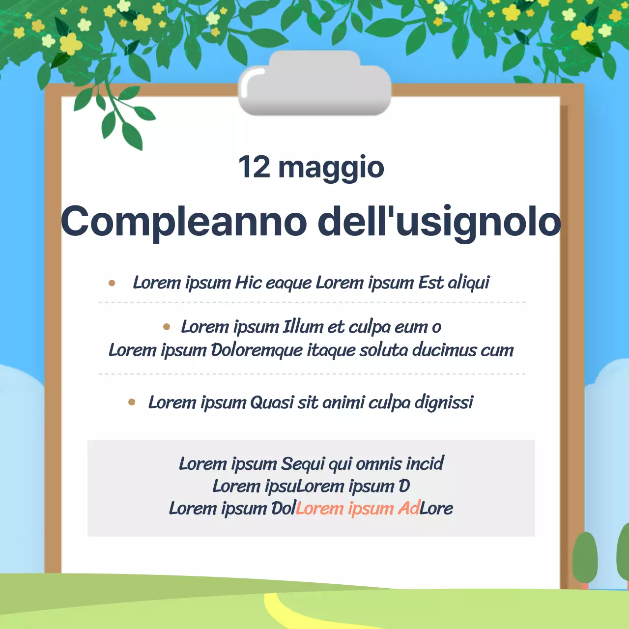 Biglietto d'auguri per la Giornata Mondiale dell'Infermiere con design blu