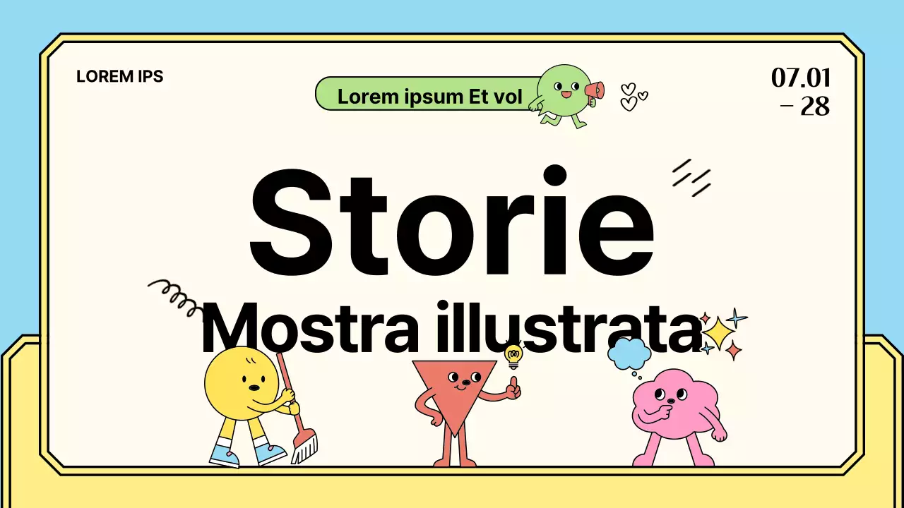 Proposta espositiva per bambini con illustrazioni colorate, semplici e simpatiche