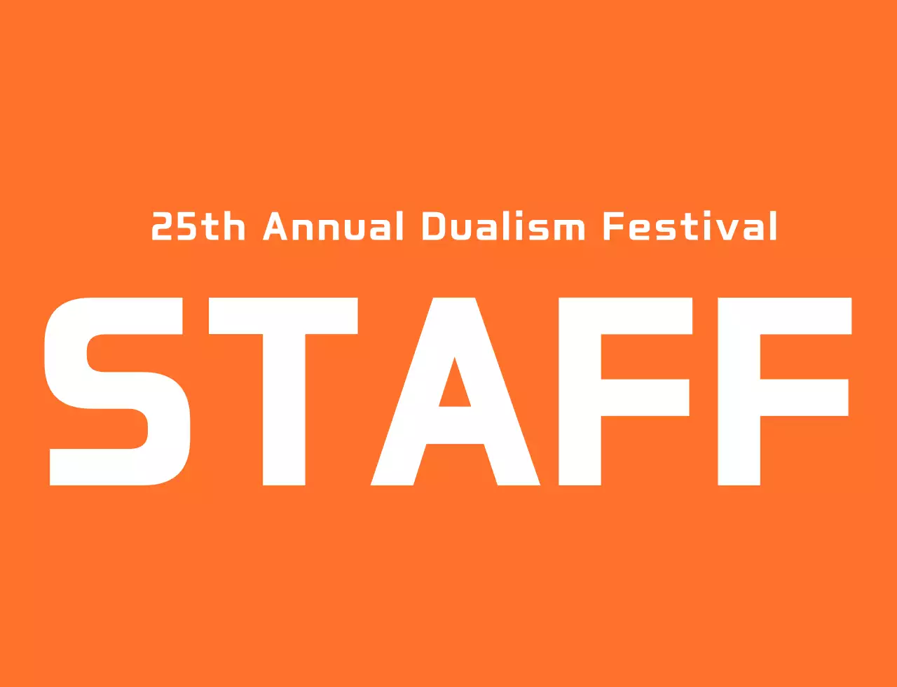 Kaos staf festival sekolah menengah gaya logo lambang bersih berwarna oranye dan putih