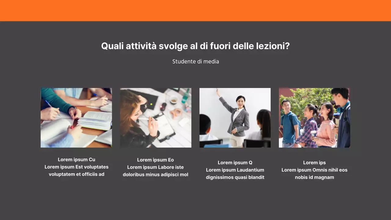 Presentazione del dipartimento di relazioni pubbliche dell'università moderna grigio-arancio