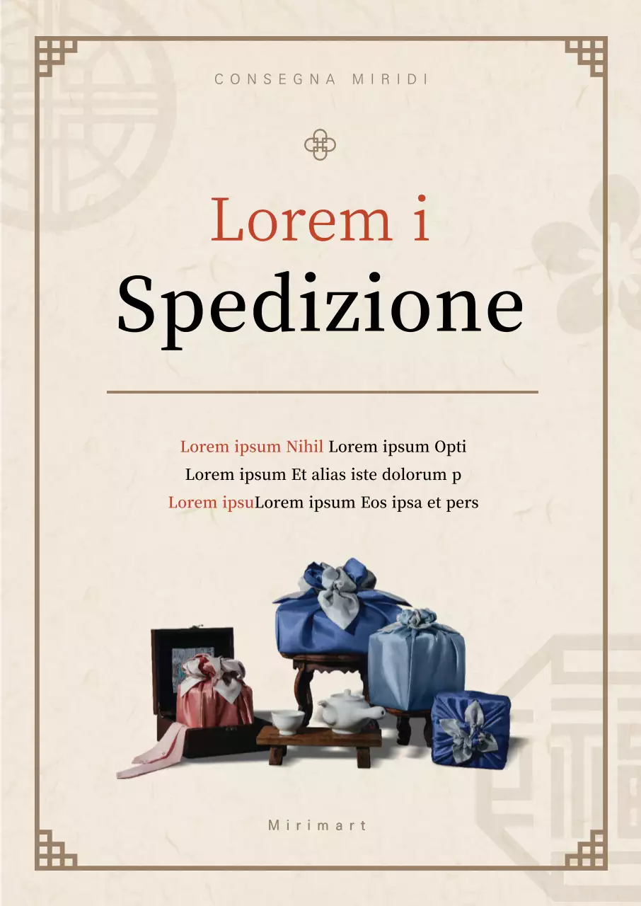 Poster per la consegna del Chuseok in tonalità avorio con immagine del set di regali