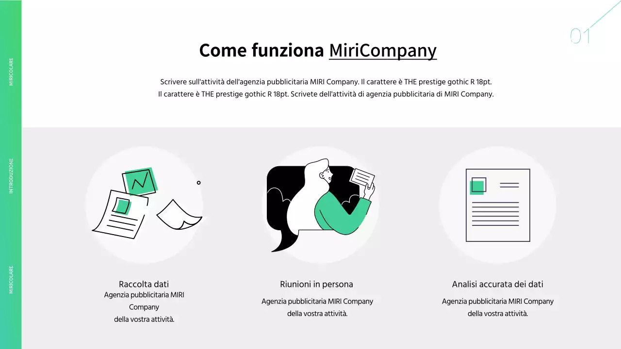 Carta intestata di un'agenzia pubblicitaria in bianco e verde