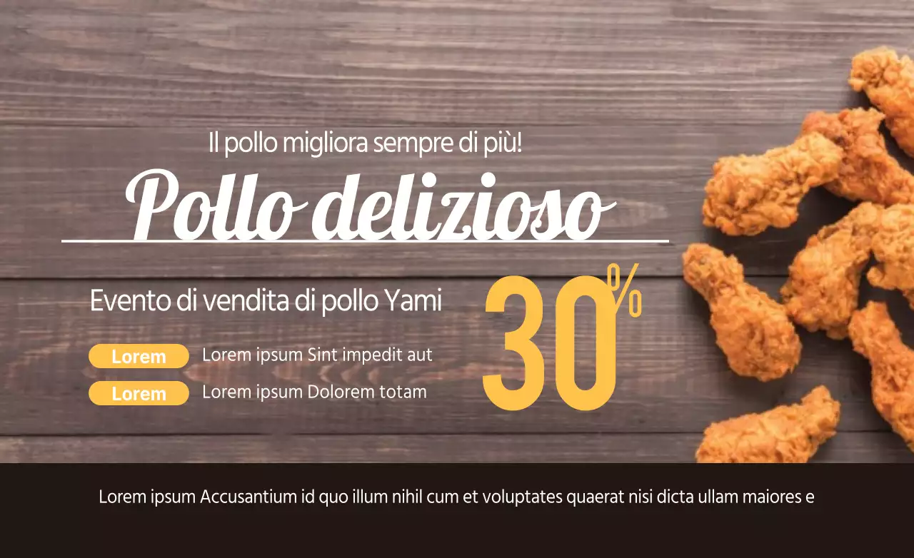 Stile di layout del testo pulito in bianco e giallo Annuncio di vendita di polli