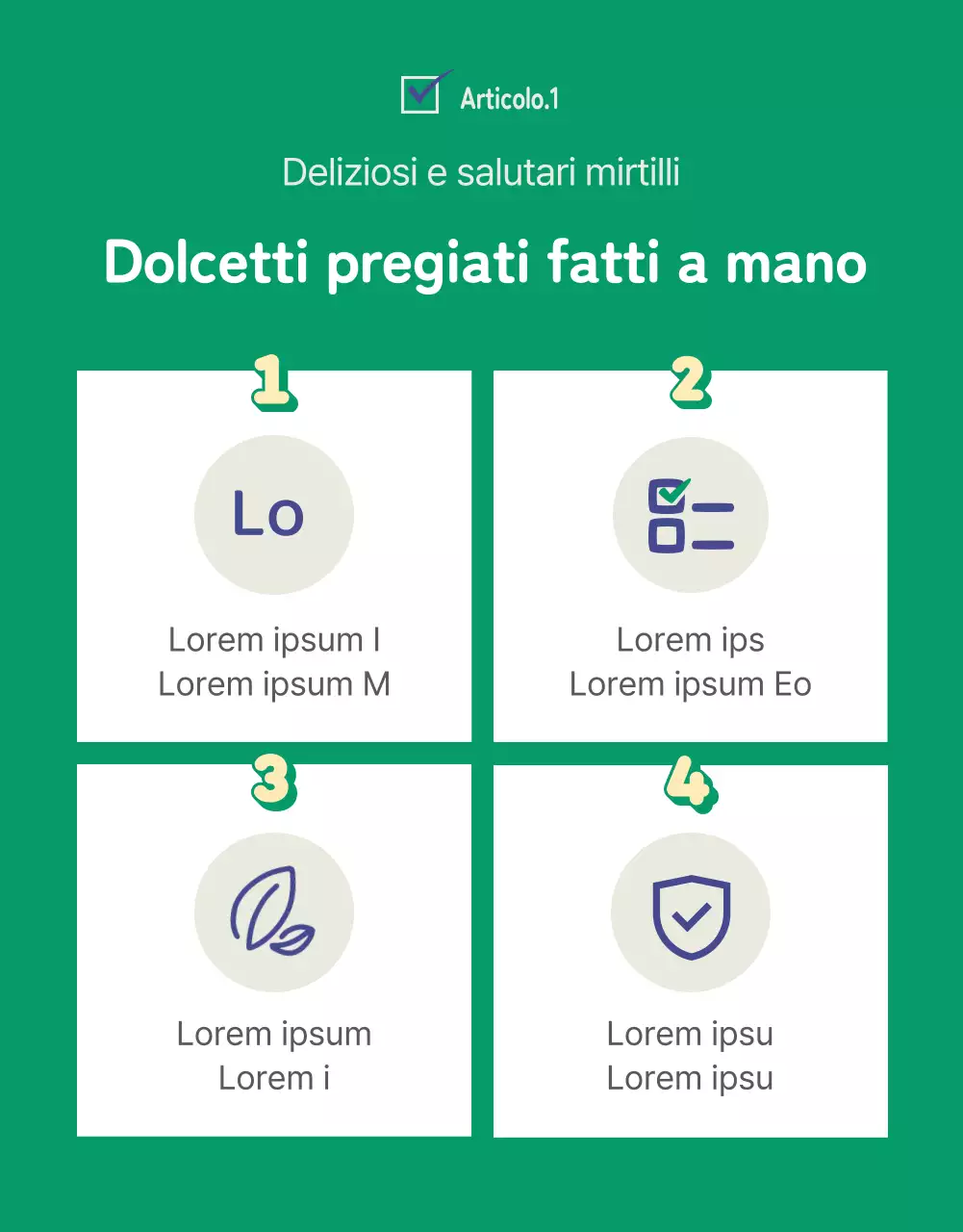 Pagina di dettaglio dei bocconcini per cani blu e verdi