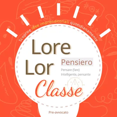 Scoperta di un'idea imprenditoriale, corso di design thinking per pre-avvocati con icona di lampadina su sfondo rosso