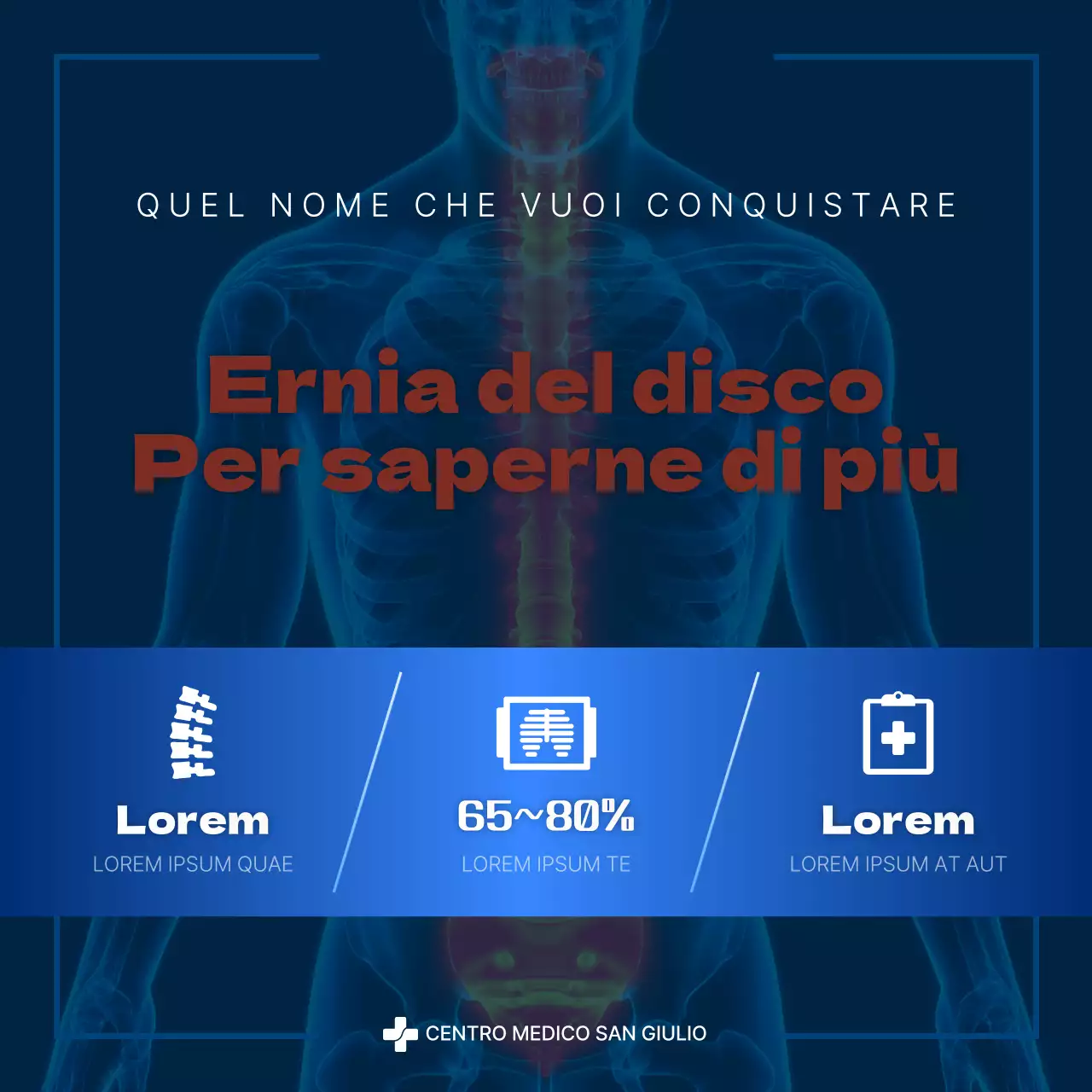 Informazioni sull'ernia del disco moderna blu e marina