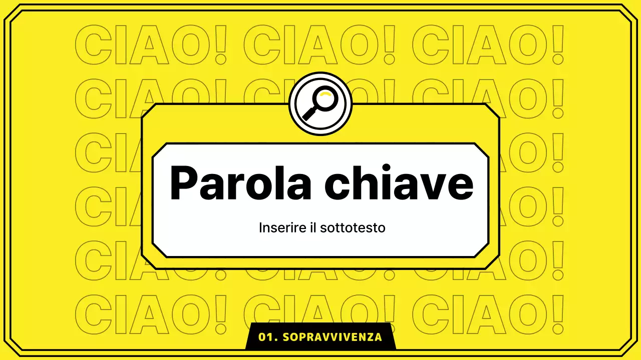 Evidenziate le parole chiave con un semplice stile a linee in giallo e menta.