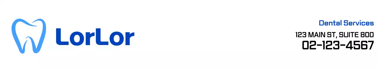 Simple text layout style in black and blue to promote dentistry