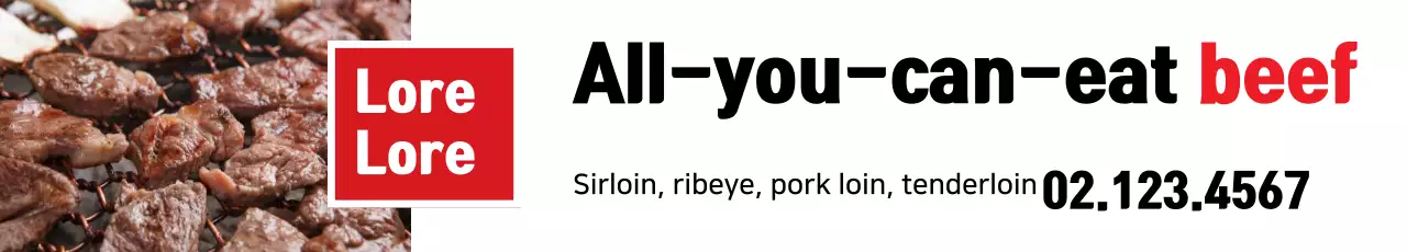 Banner de promoção de carne bovina tradicional vermelha