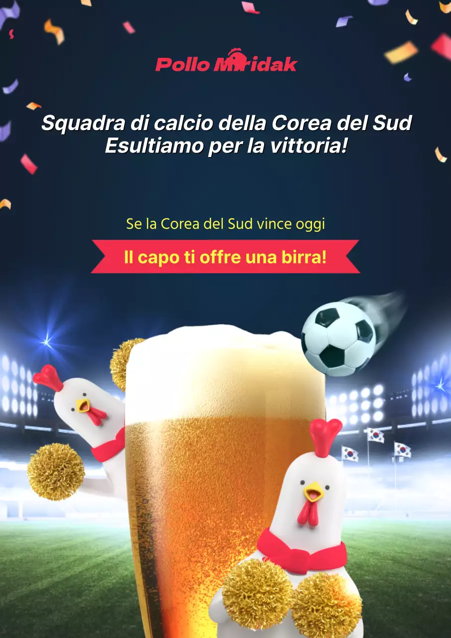 Tema di marketing della partita di calcio con stadio di calcio vibrante di colore giallo marino e concetto di birra e pollo