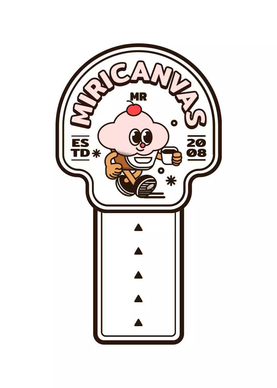 Cute pink and brown round cupcake character logo style for a cafe