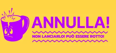 Design di avviso in transito con caratteri di rottura della tazza gialli e viola