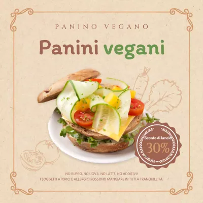 Evento di lancio del panino vegano in beige e verde