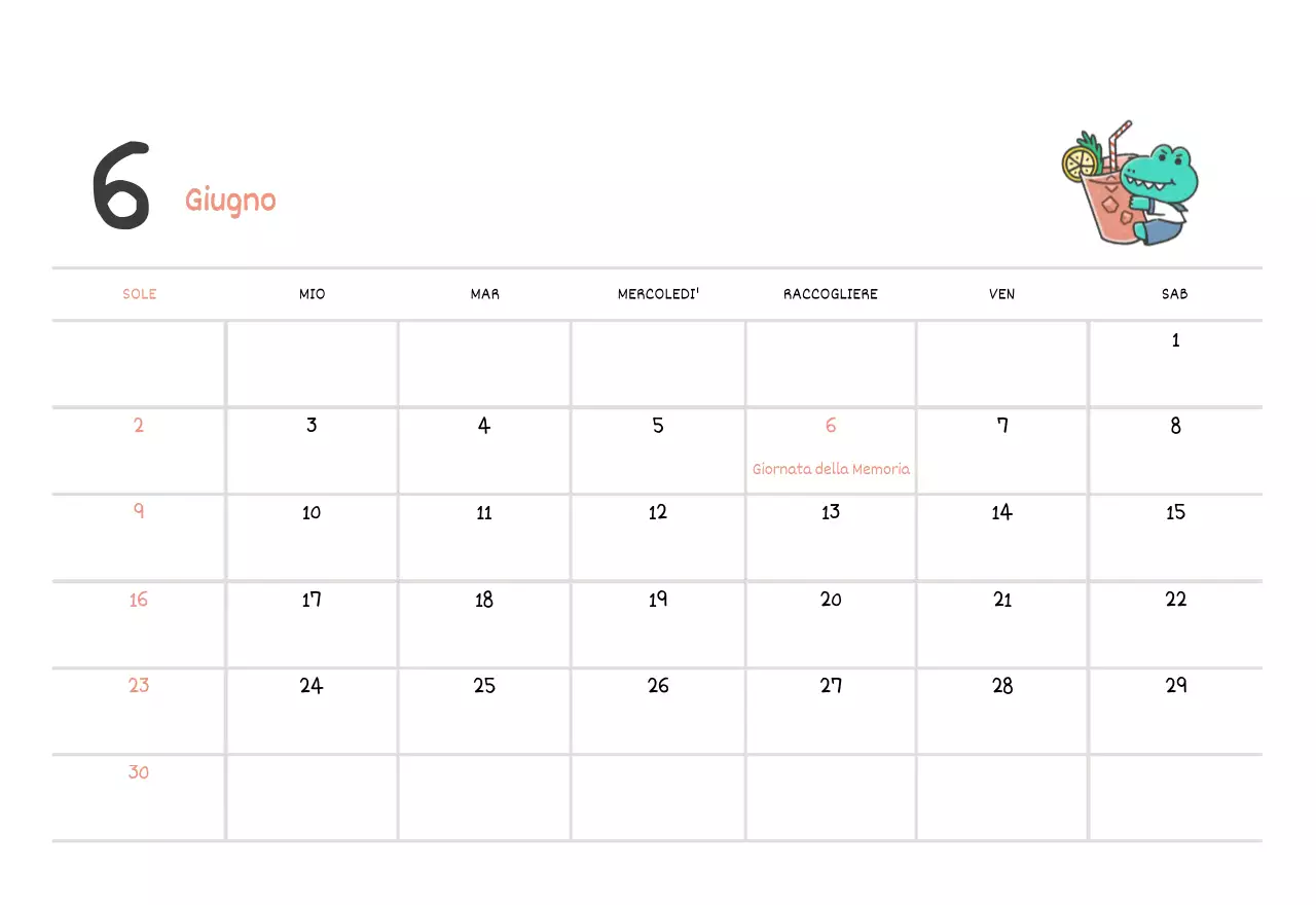 Un calendario con un simpatico concetto di illustrazione di Argo