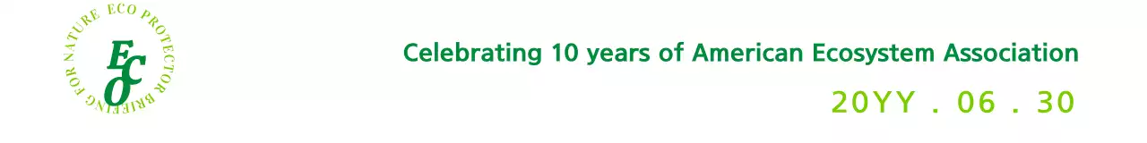 Simbol sederhana dan emosional dalam warna hijau dan merah tua dengan kombinasi logo dan salinan Gaya tata letak Untuk perayaan ulang tahun Ecological Society.
