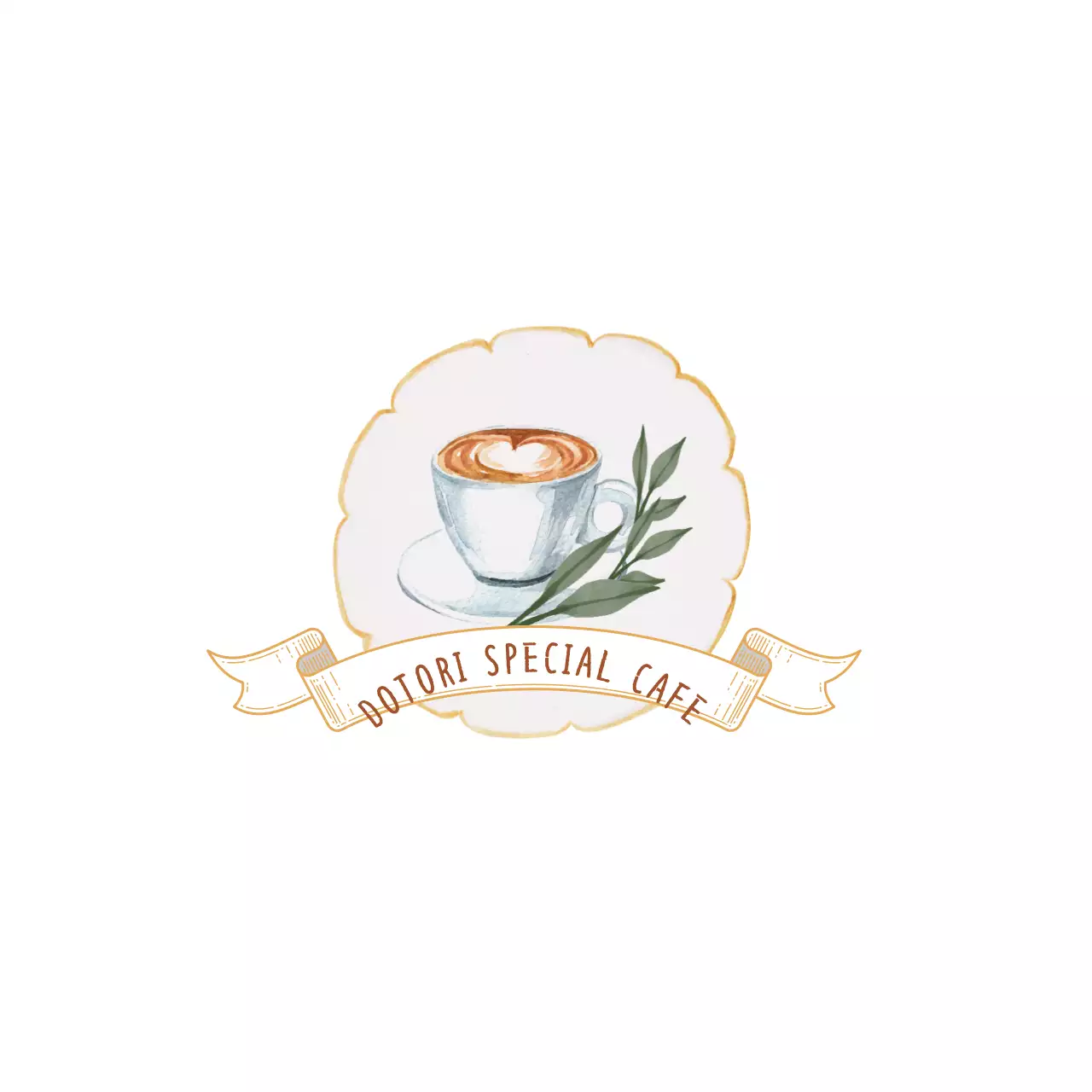 Gaya logo kafe dengan konsep antik dalam warna-warna lembut