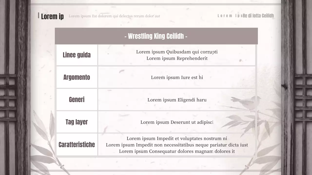 Proposta di webtoon di saghe di wrestling di concetto orientaleggiante marrone e beige