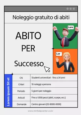 Noleggiate un abito nei toni neutri del verde, dell'arancione e del blu, con un concetto di computer.