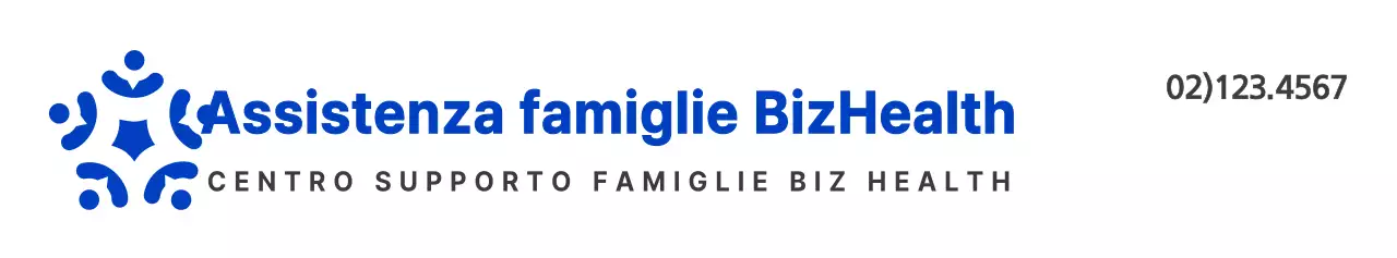 Stile del logo con simbolo pulito blu e nero per informare e promuovere le informazioni del centro di sostegno alle famiglie