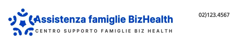 Stile del logo con simbolo pulito blu e nero per informare e promuovere le informazioni del centro di sostegno alle famiglie