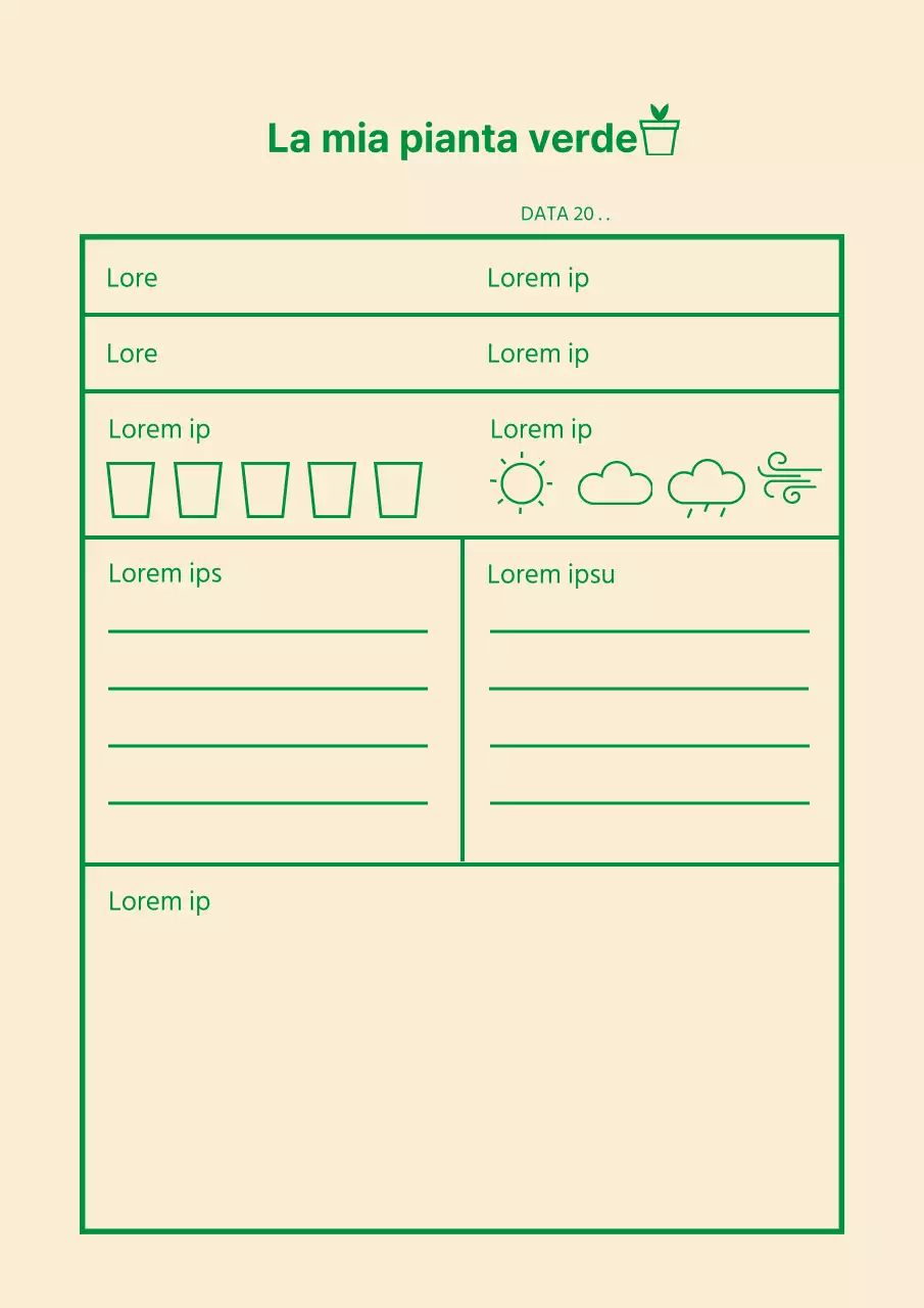 Poster di design per il diario di osservazione delle piante in beige e verde