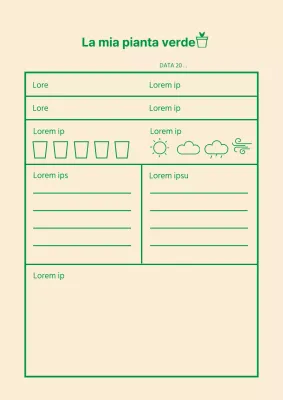 Poster di design per il diario di osservazione delle piante in beige e verde