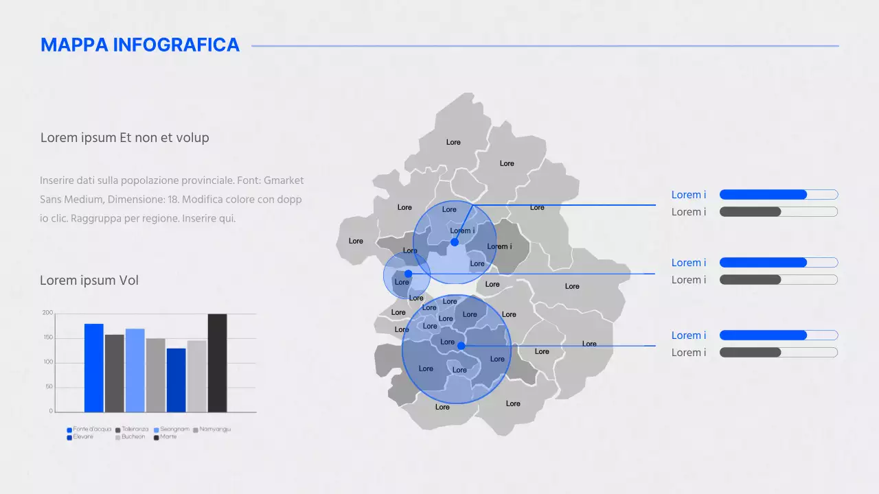 Mappa della popolazione del Gyeonggi-do in blu e grigio