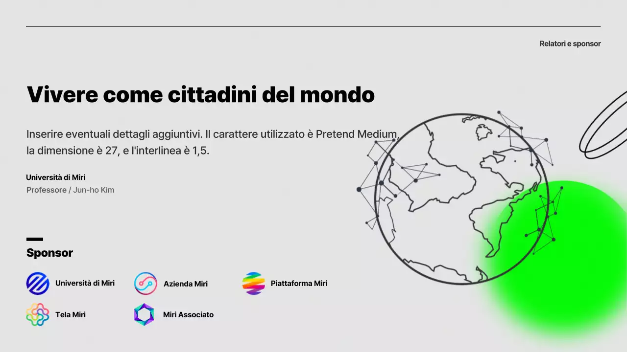 Semplice presentazione di orientamento alla conferenza in grigio e verde lime