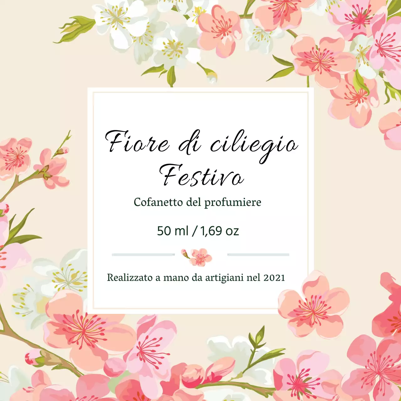 Etichetta di profumo vintage con illustrazione rosa